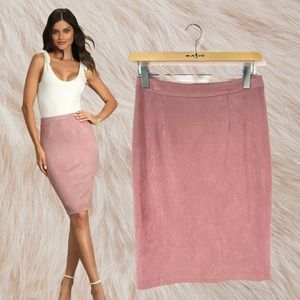 LULUS Pink Suede Pencil Skirt